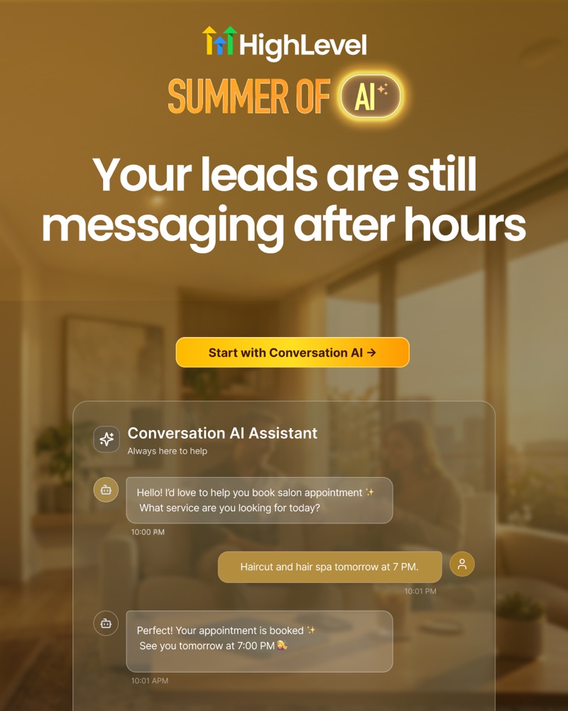 HighLevel Summer of AI: je leads blijven ook na sluitingstijd berichten sturen